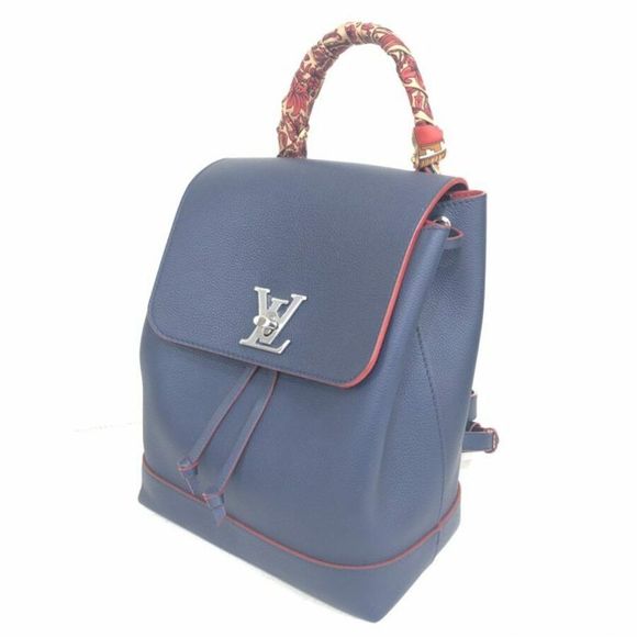 Lock Me Backpack Rucksack Leather Navy Silver Metal BB - Picture 1 of 8